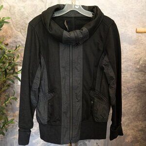 Nicolas K Hooded and scarf jacket coat black sz M Medium